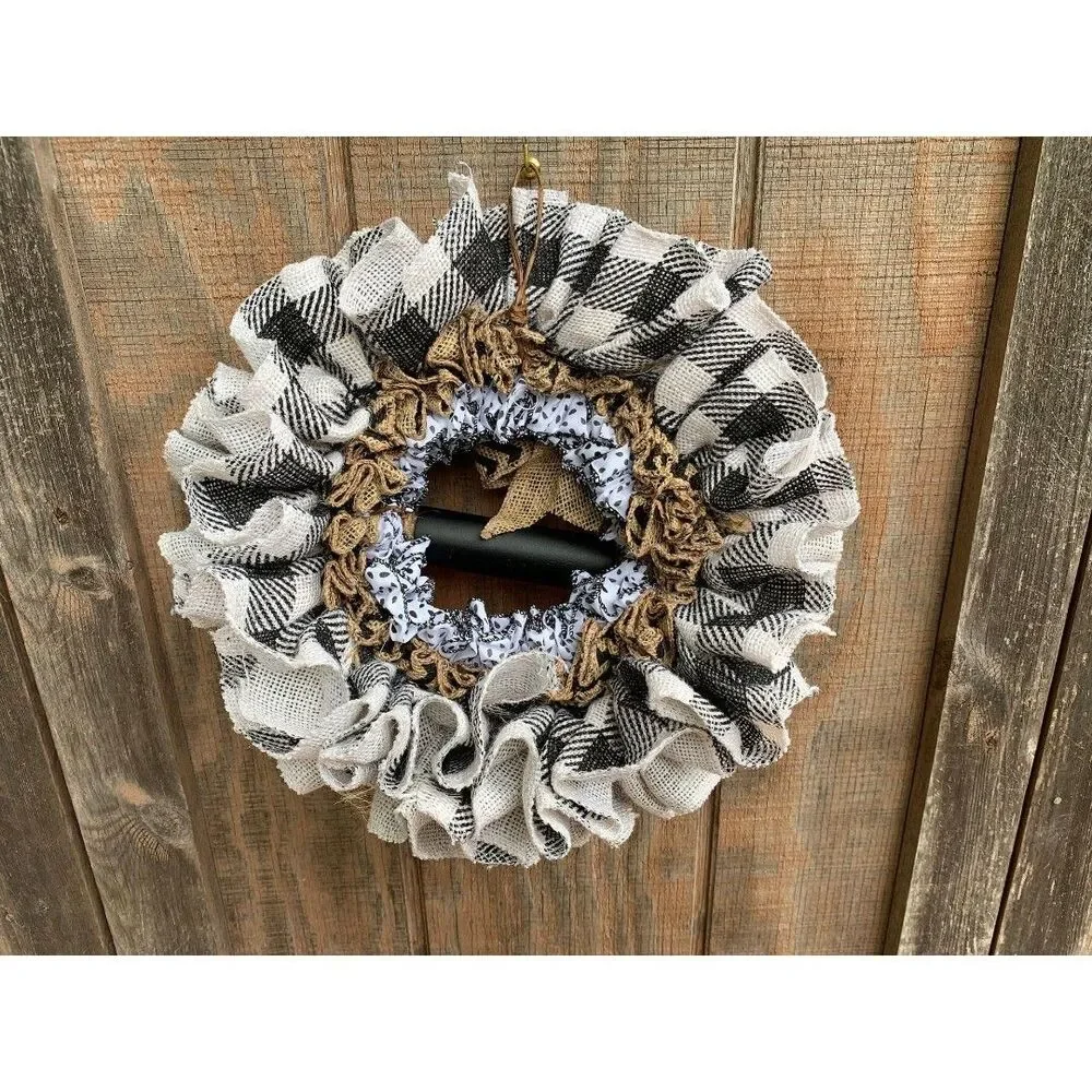 Bless this Kitchen Ruffled Plaid Burlap Mini 12.5
